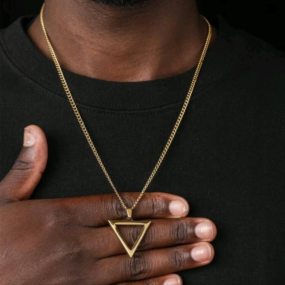 NEW! TRIANGLE PENDANT NECKLACE CHAIN - Picture 4 of 4